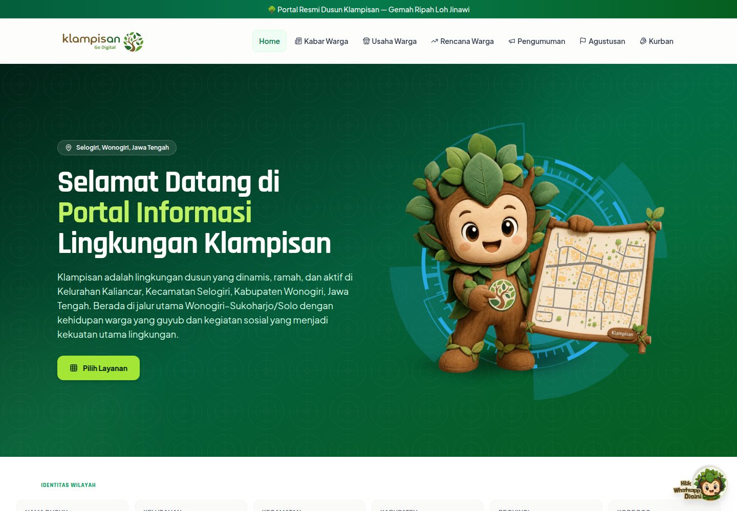 Portal Dusun Klampisan public website screenshot