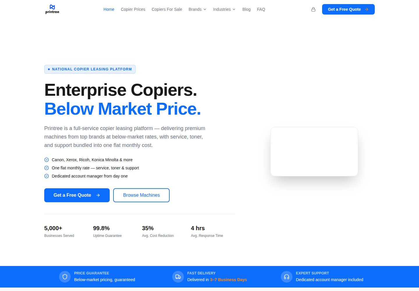 Printree public website screenshot