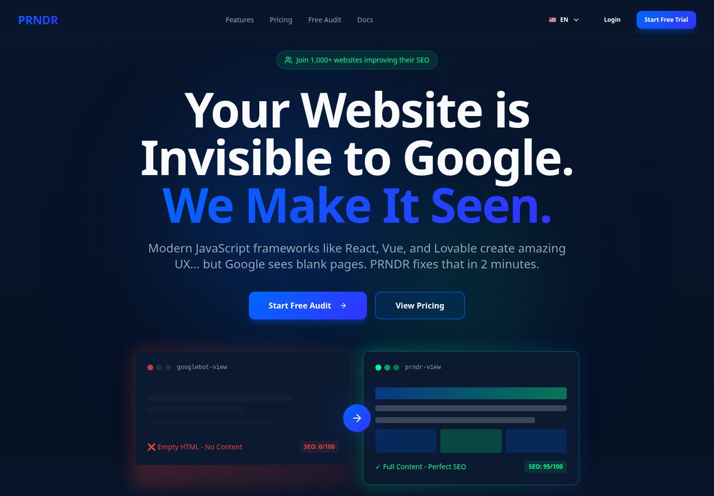PRNDR public website screenshot