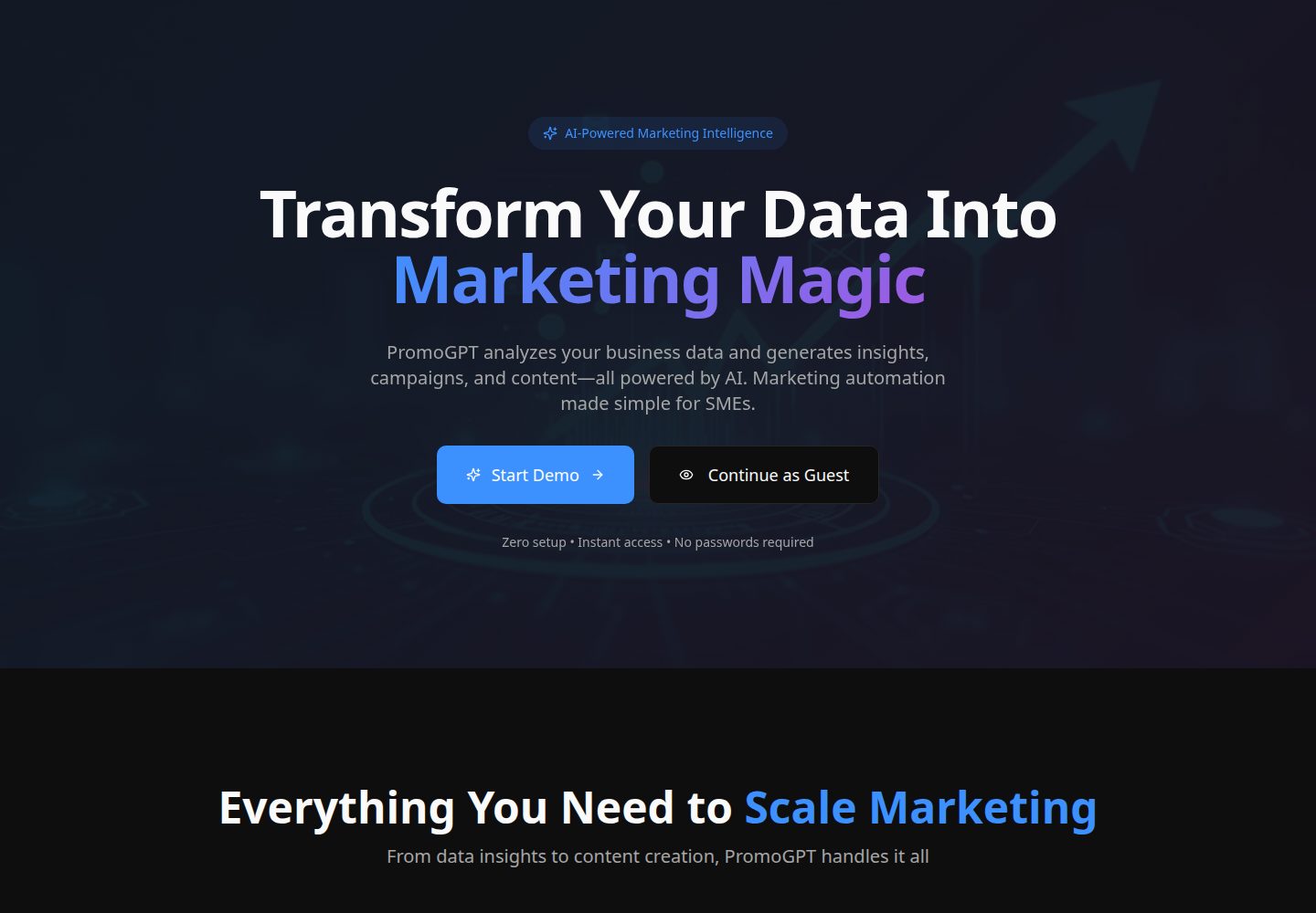 PromoGPT public website screenshot