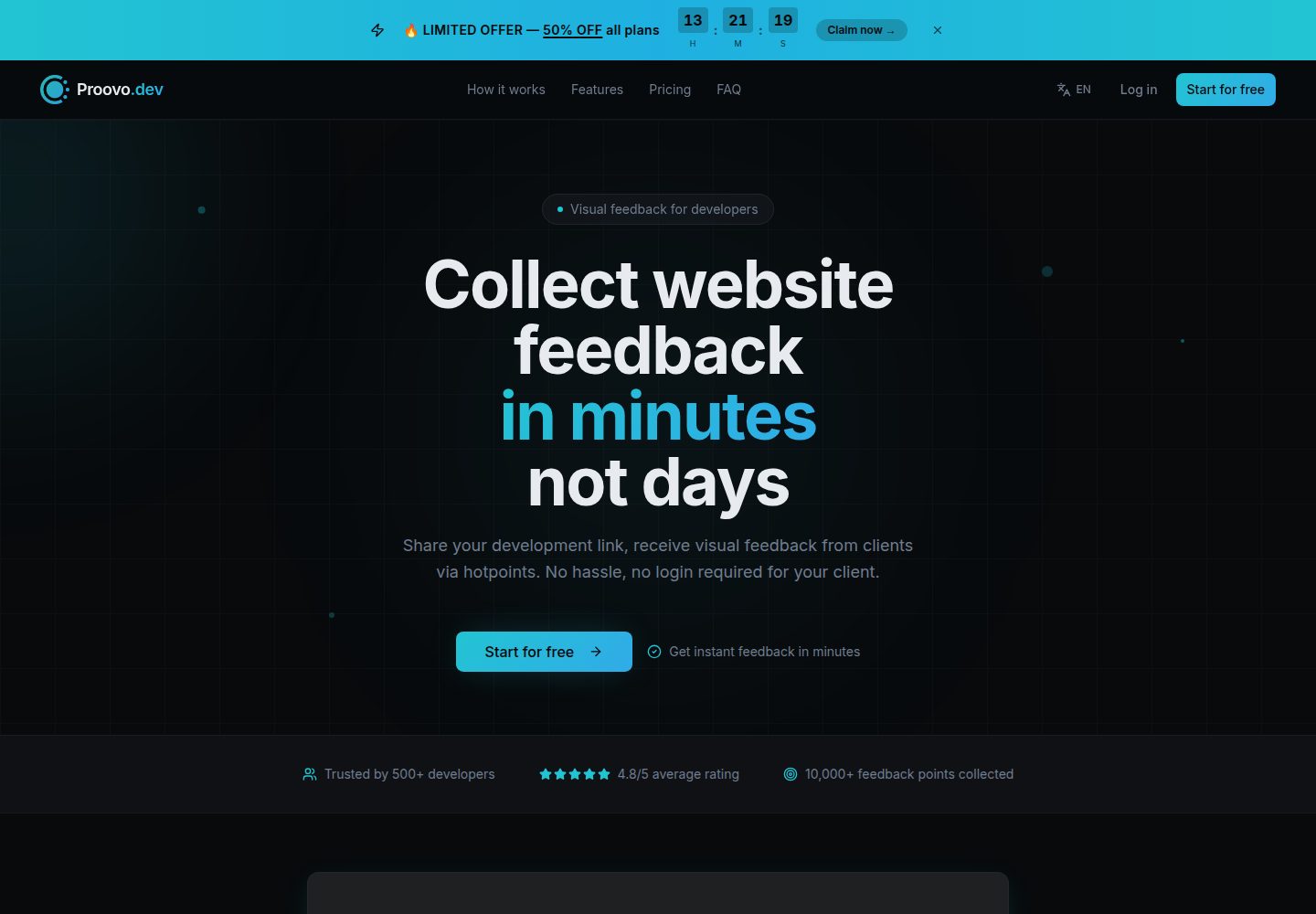 Proovo public website screenshot