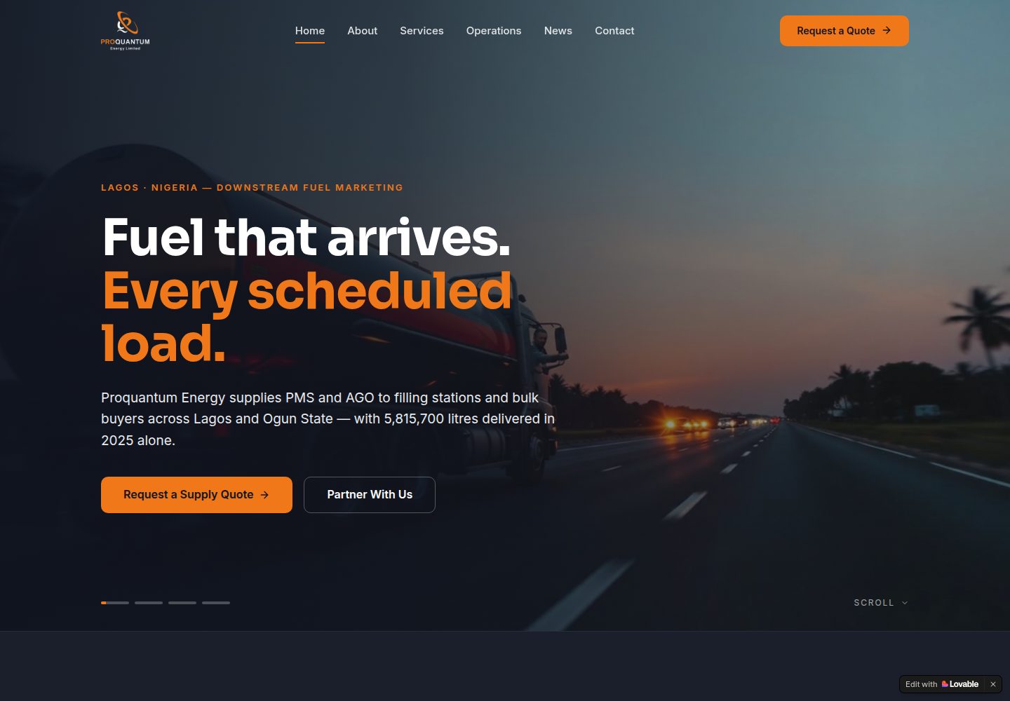 Proquantum Energy public website screenshot