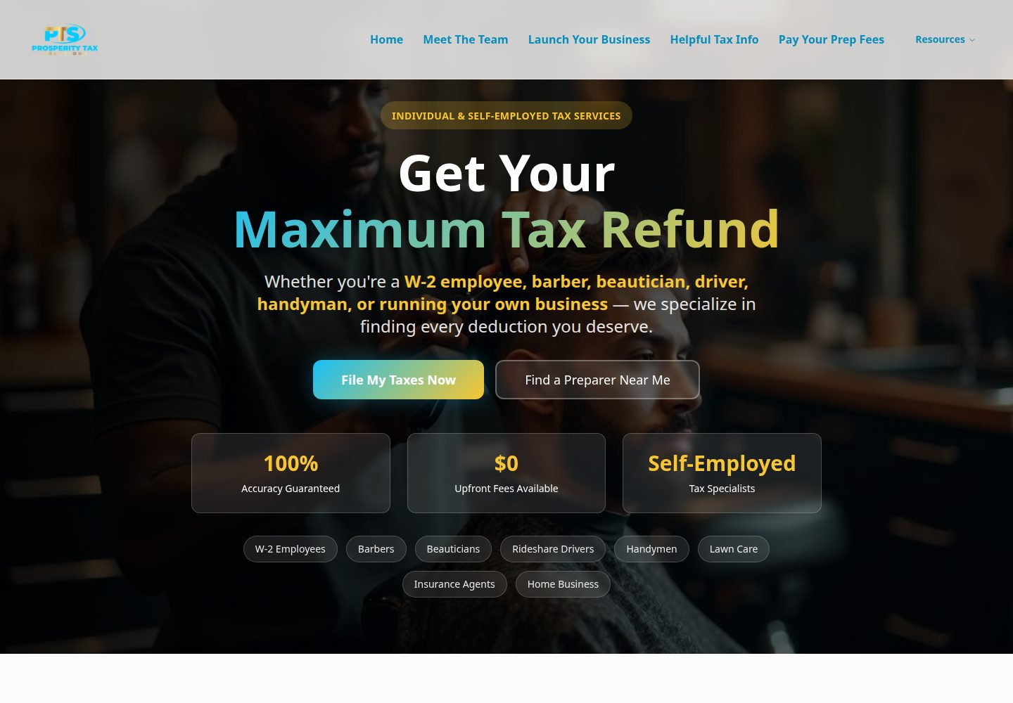 Prosperity Tax Solutions public website screenshot