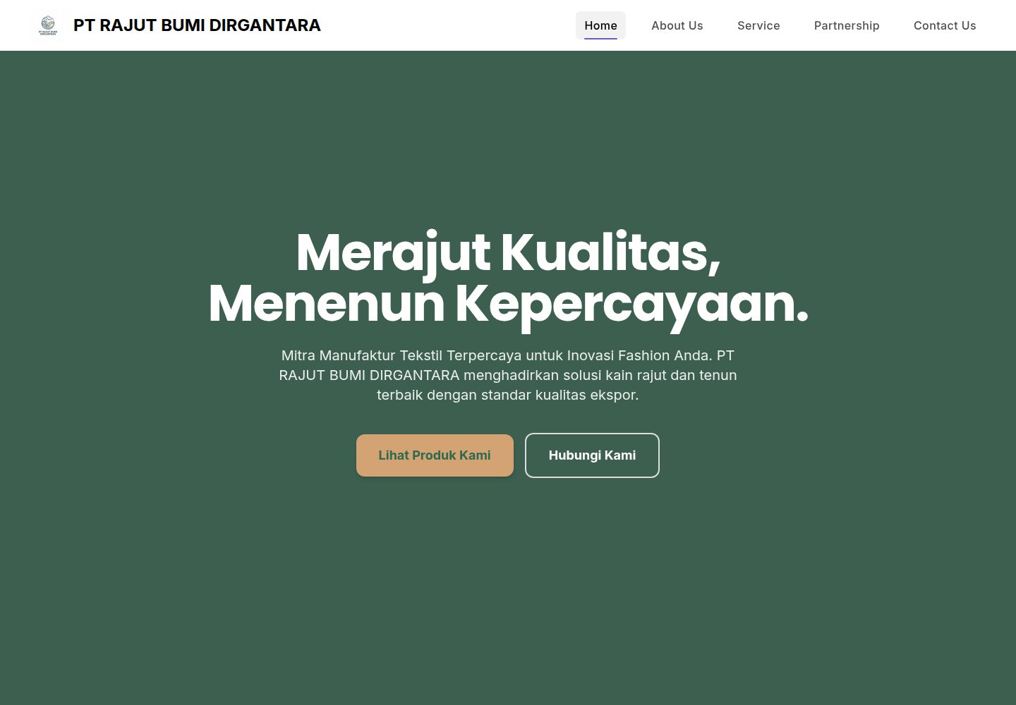 PT Rajut Bumi Dirgantara public website screenshot