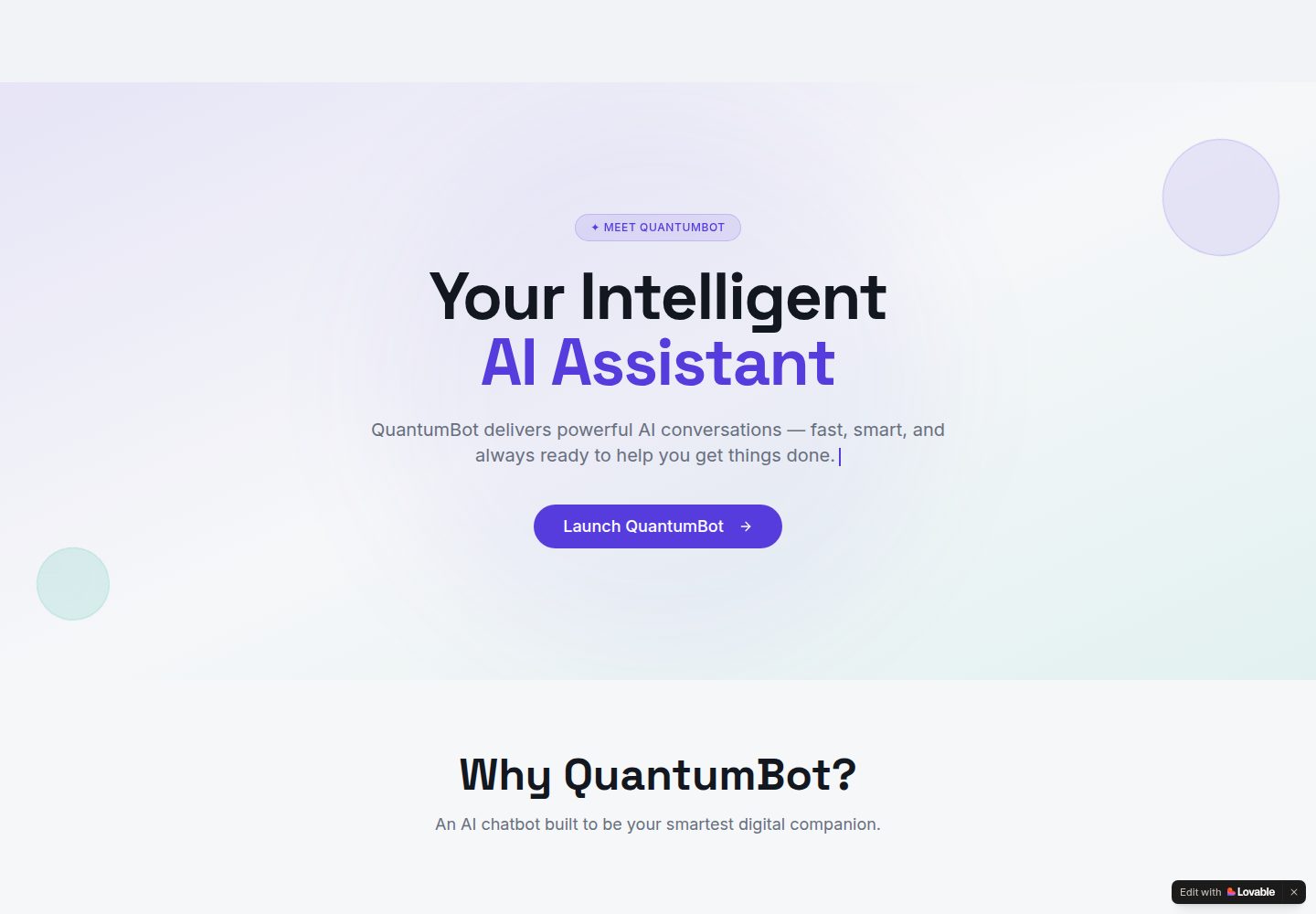 QuantumBot public website screenshot