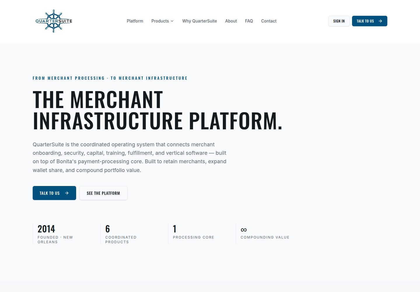 QuarterSuite public website screenshot