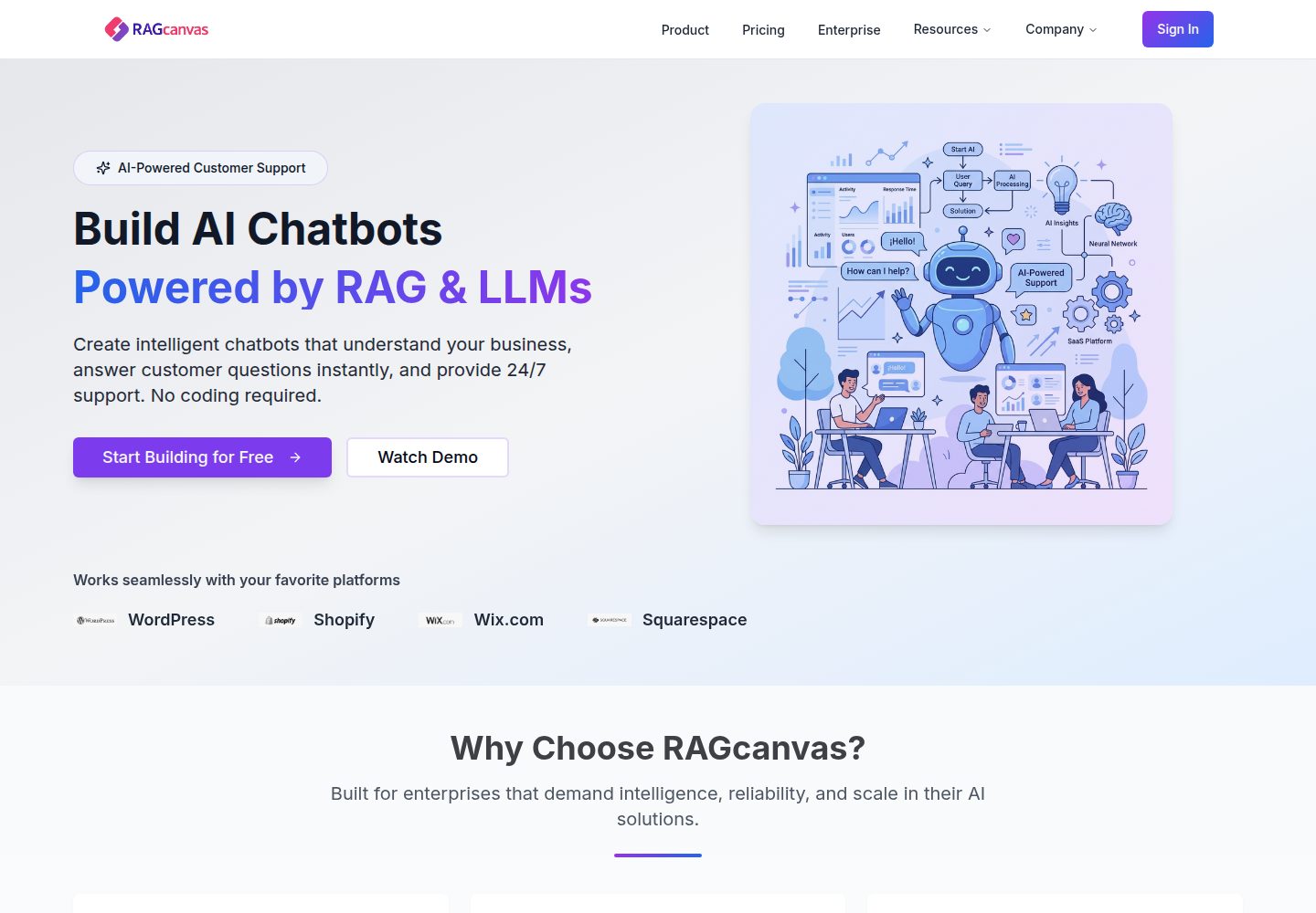 RAGcanvas public website screenshot
