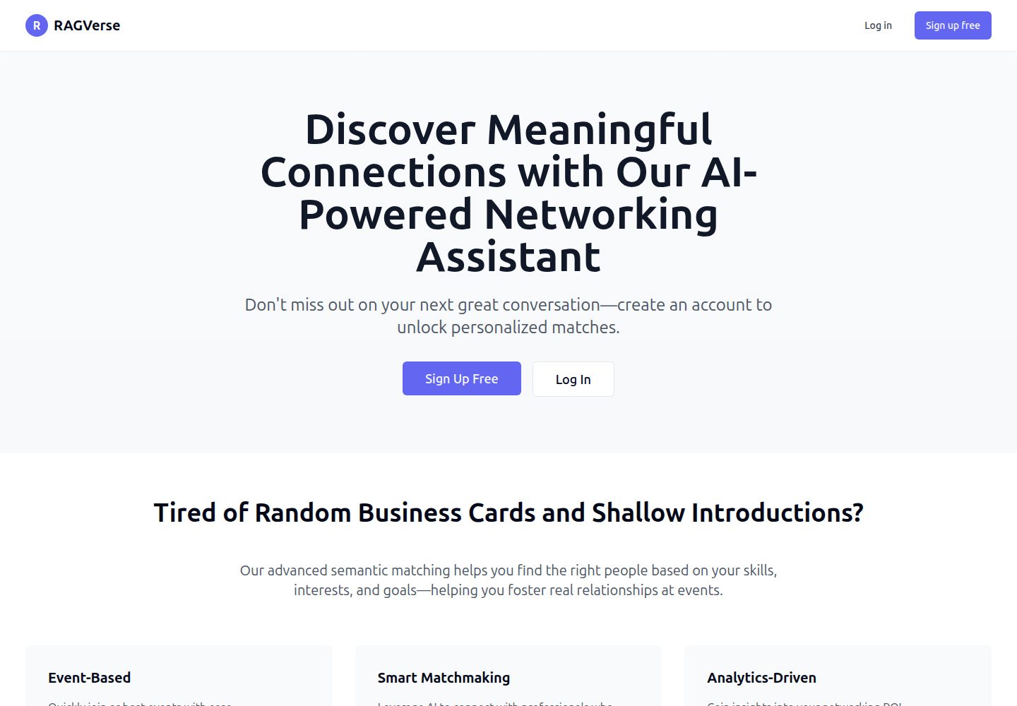 RAGVerse public website screenshot