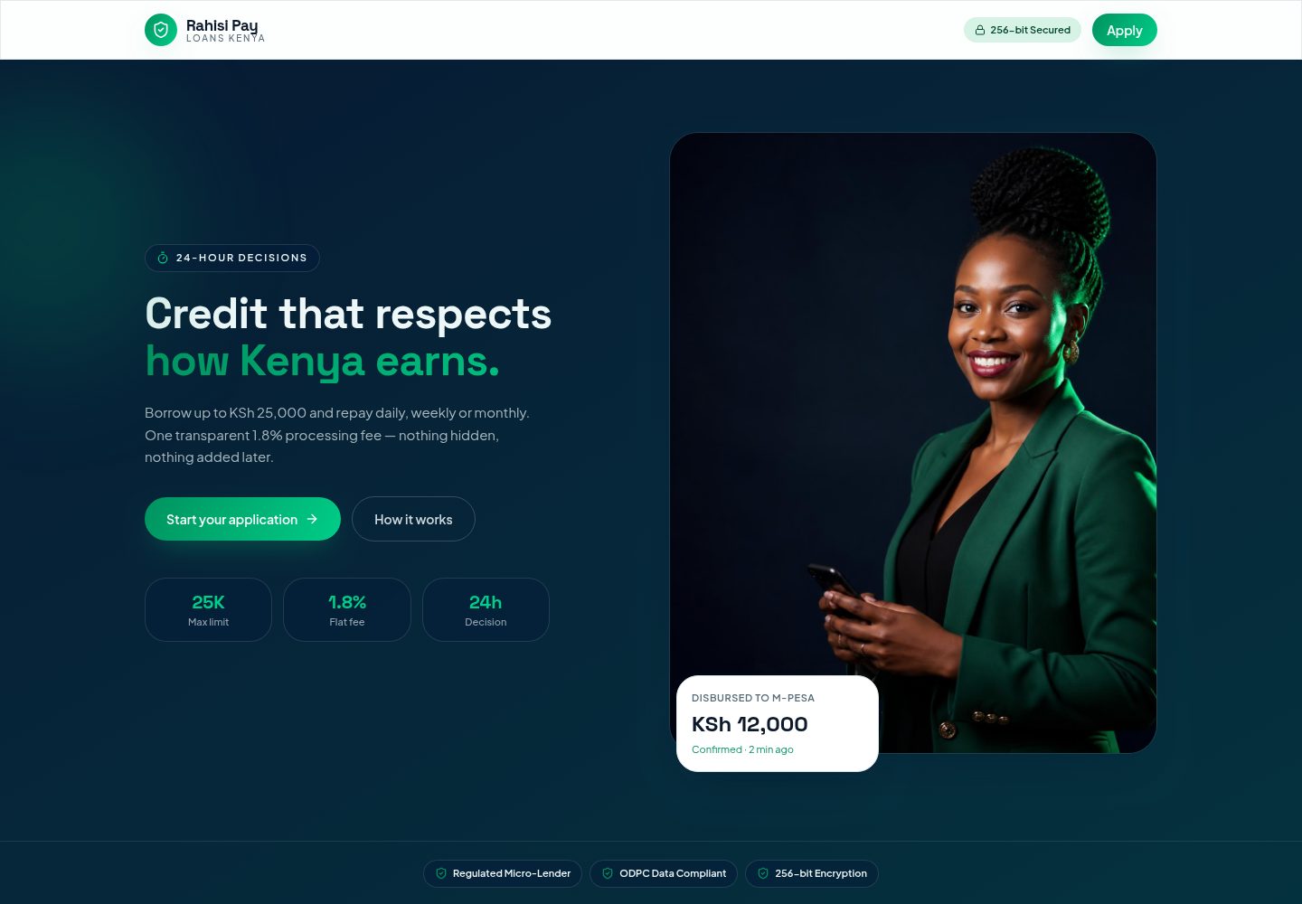 Rahisi Pay public website screenshot