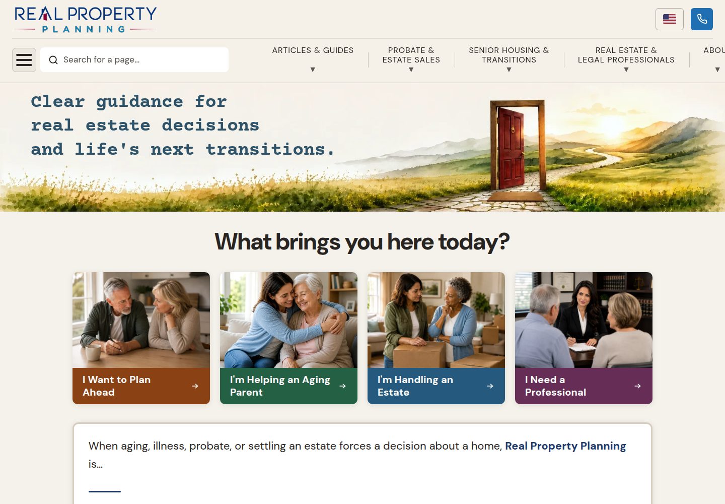 Real Property Planning public website screenshot
