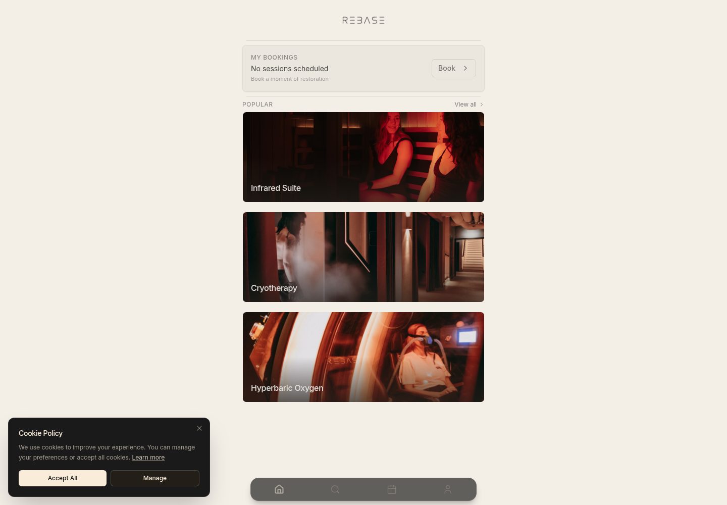 Rebase Recovery public website screenshot