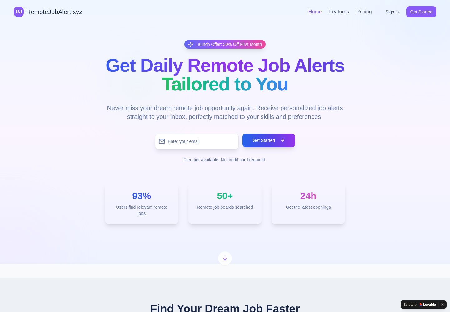 RemoteJobAlert.xyz public website screenshot