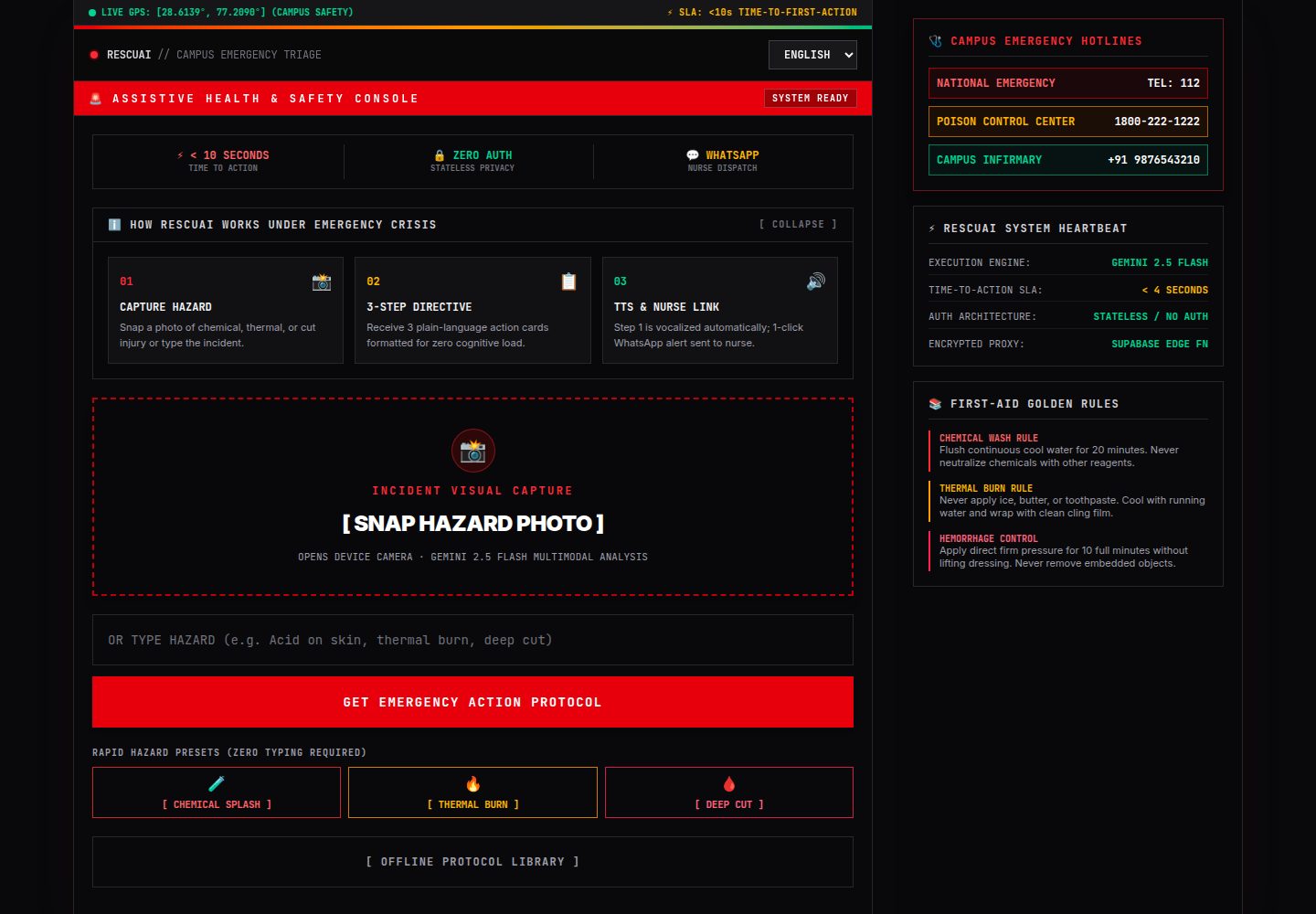 RescuAI public website screenshot