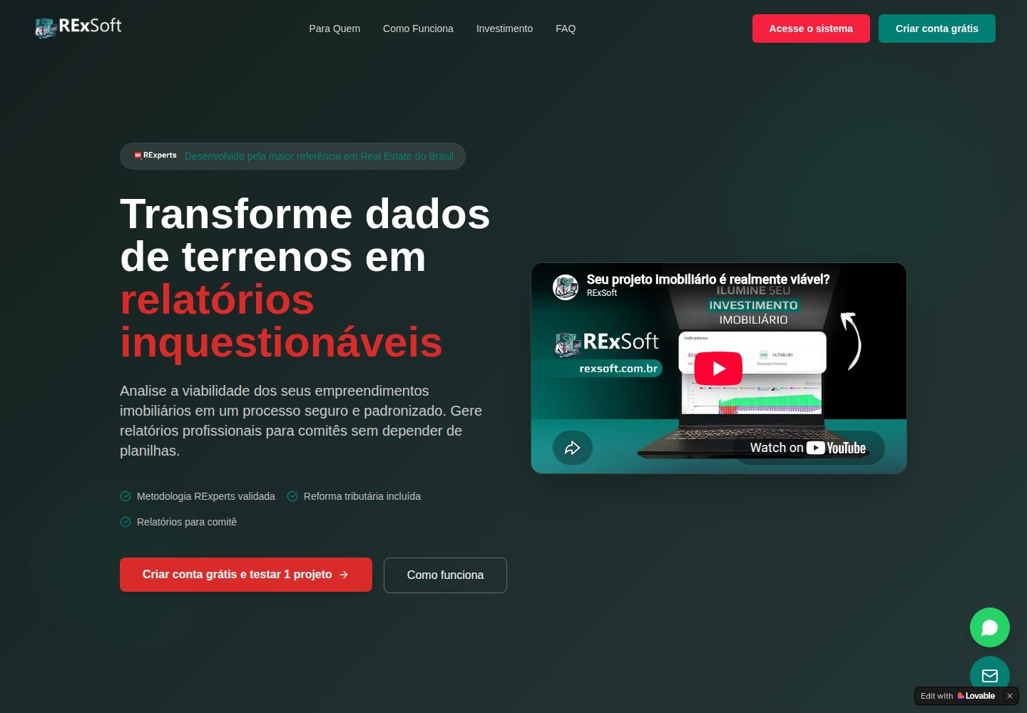RExSoft public website screenshot