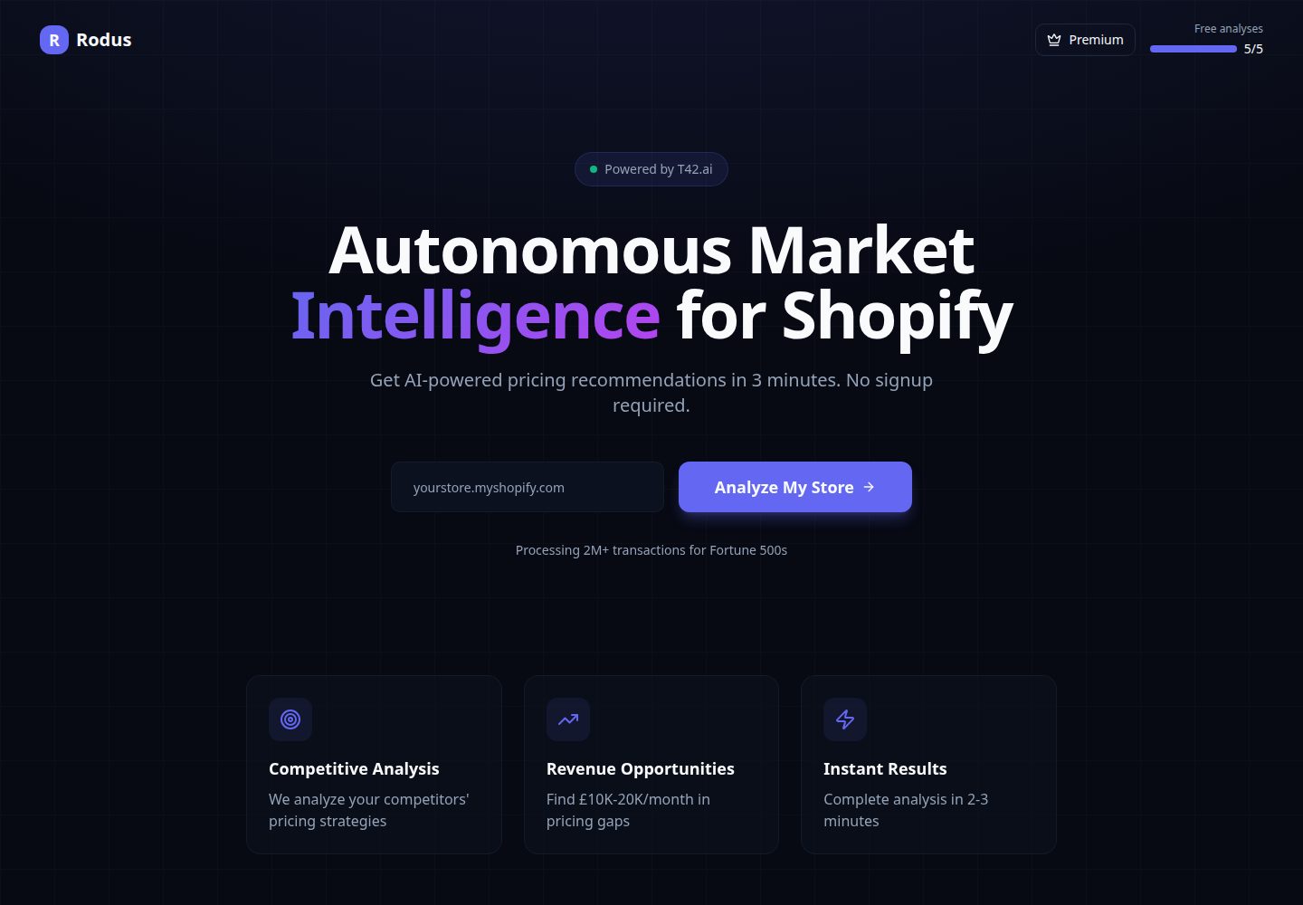 Rodus public website screenshot