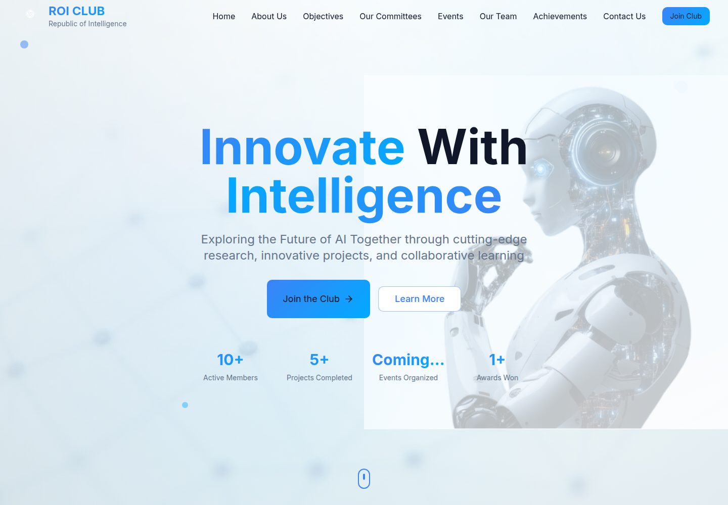 ROI CLUB public website screenshot