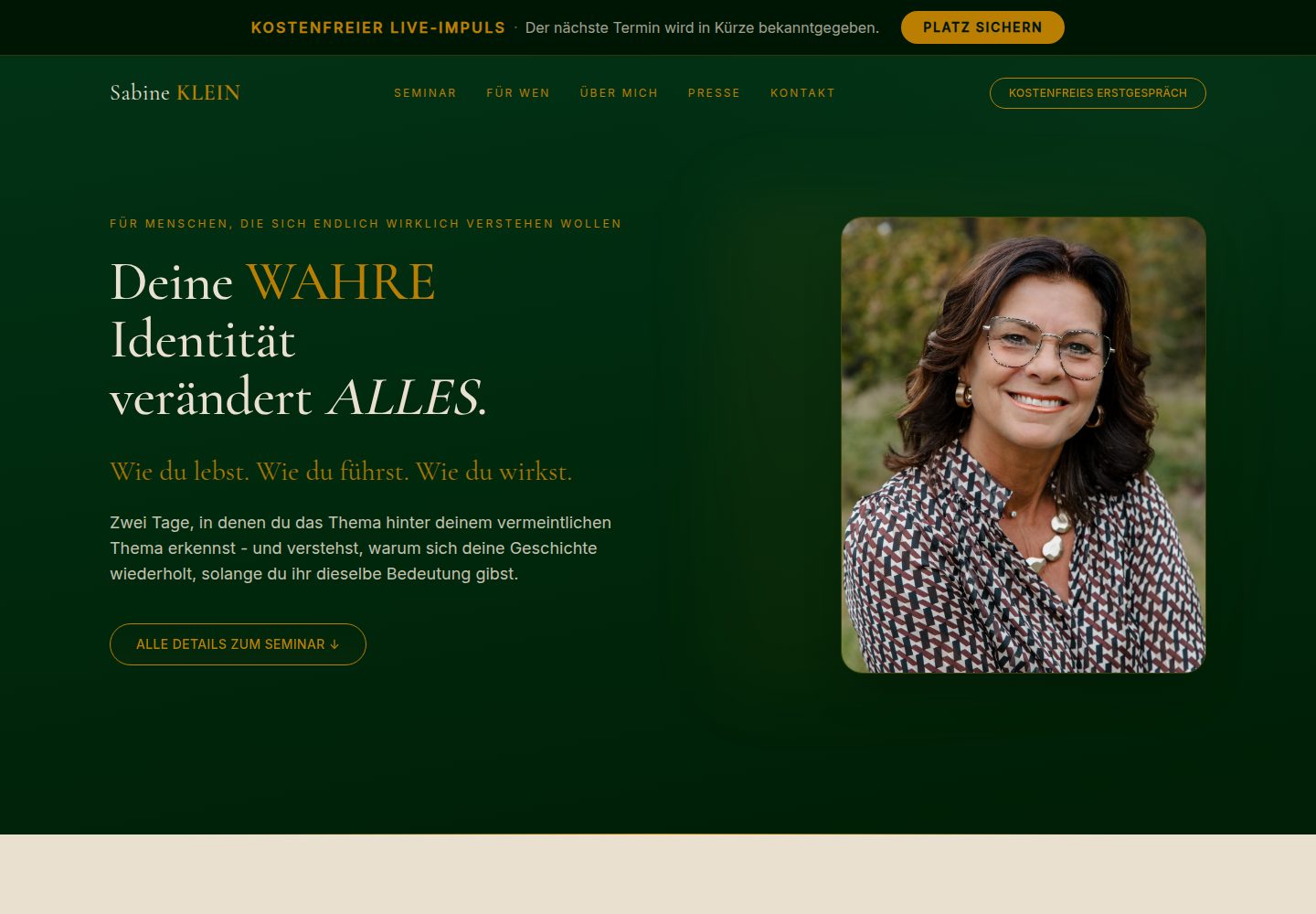 Sabine KLEIN public website screenshot