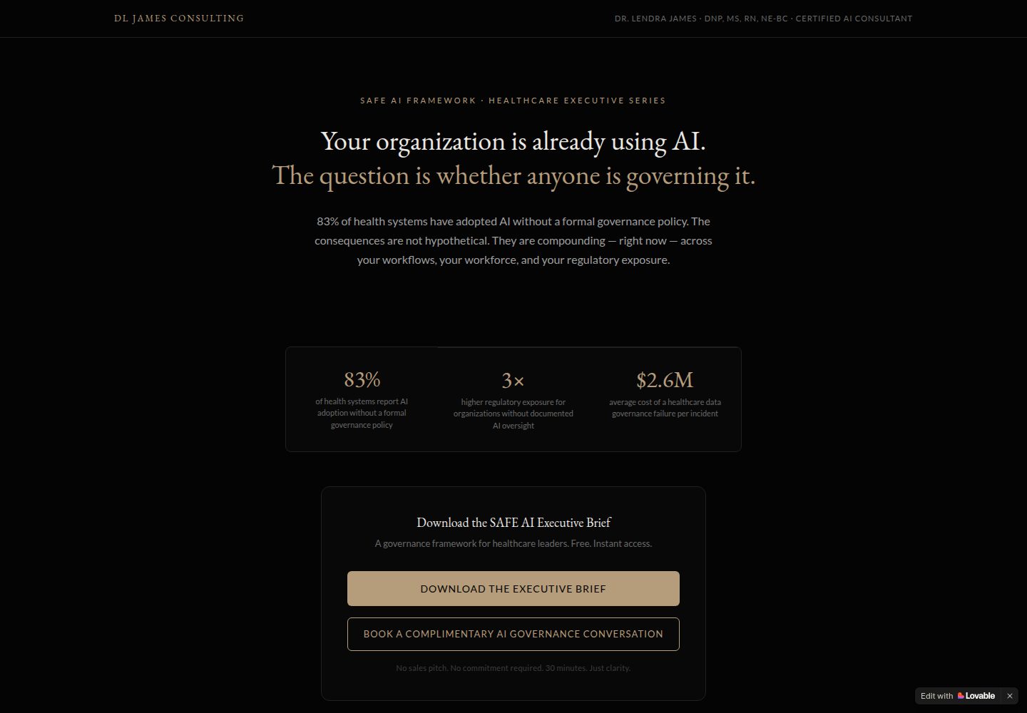 SAFE AI Framework public website screenshot