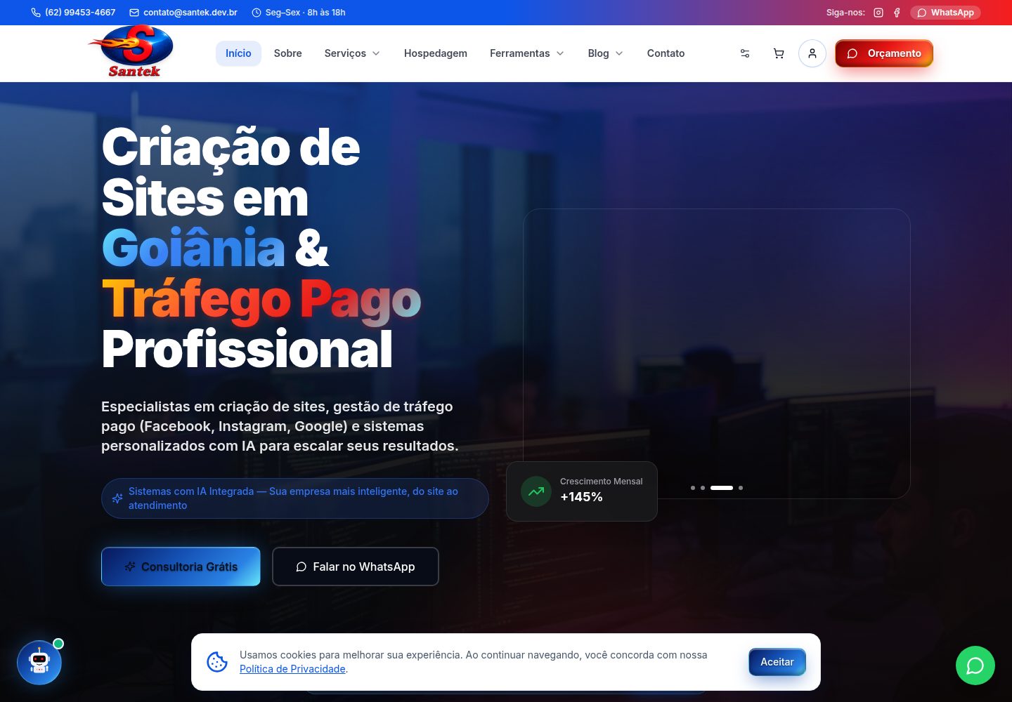 Santek public website screenshot