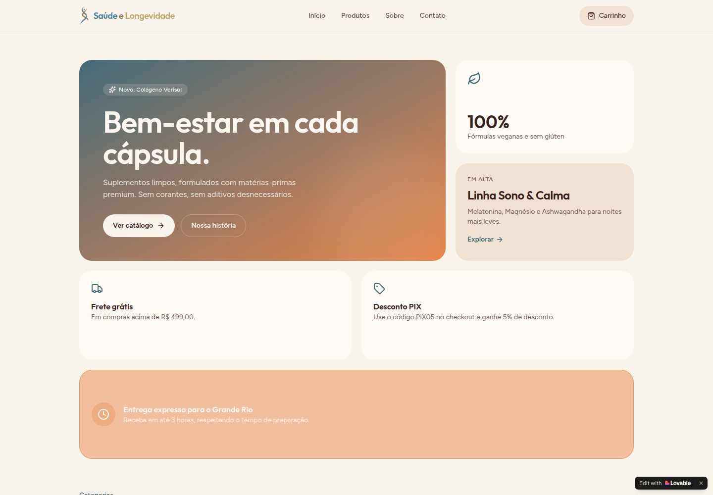 Saúde e Longevidade public website screenshot