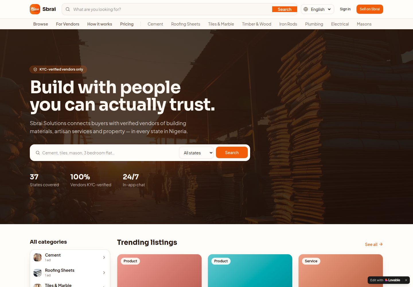 Sbrai Solutions public website screenshot