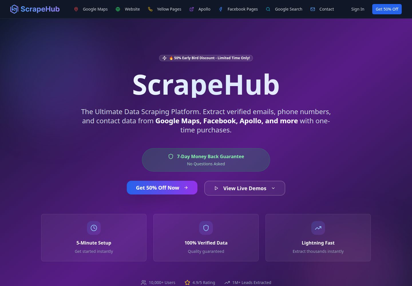 ScrapeHub public website screenshot