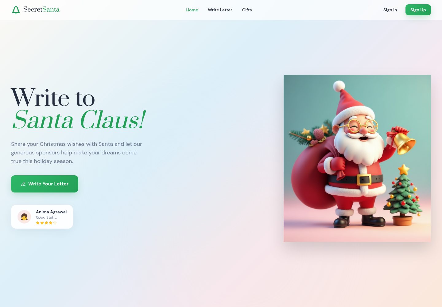 SecretSanta public website screenshot