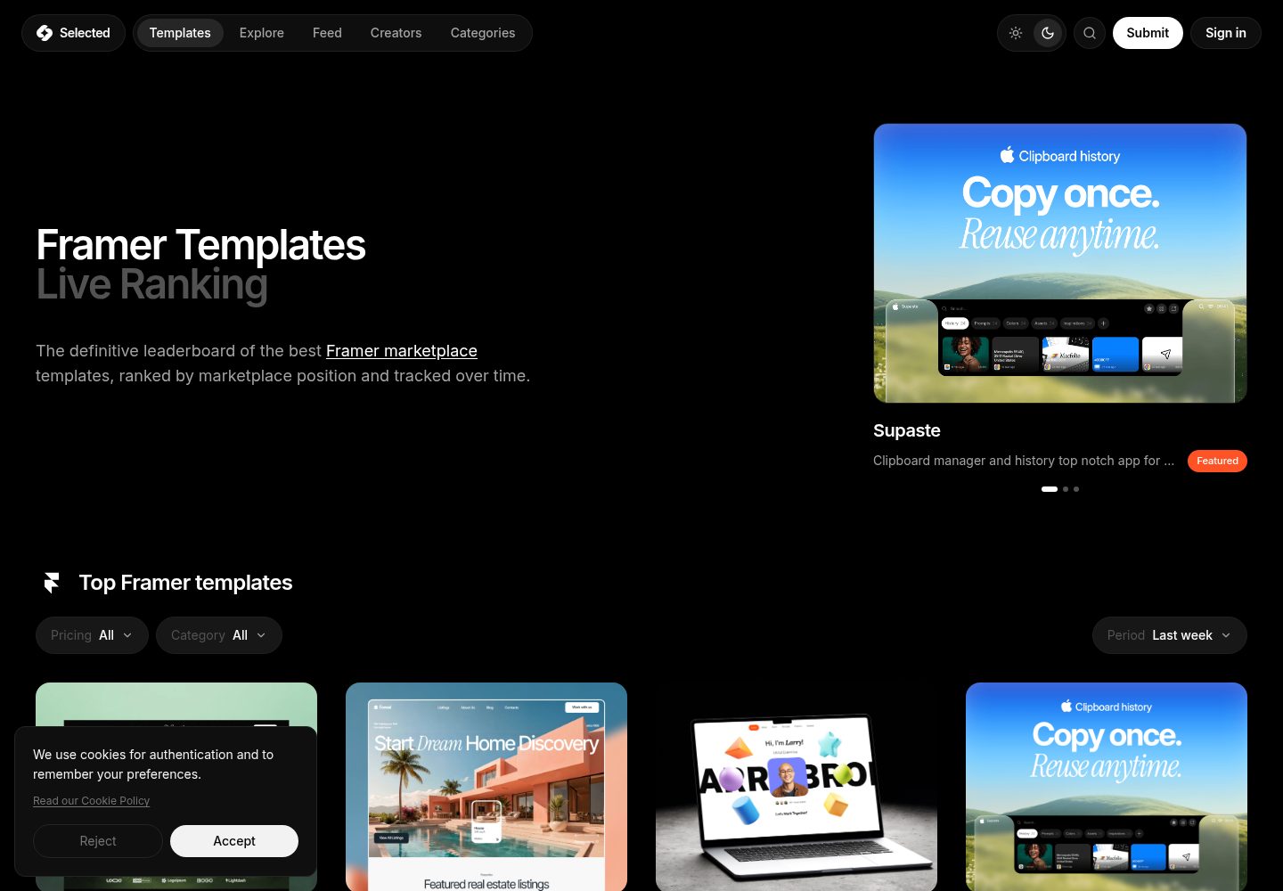 Selected public website screenshot