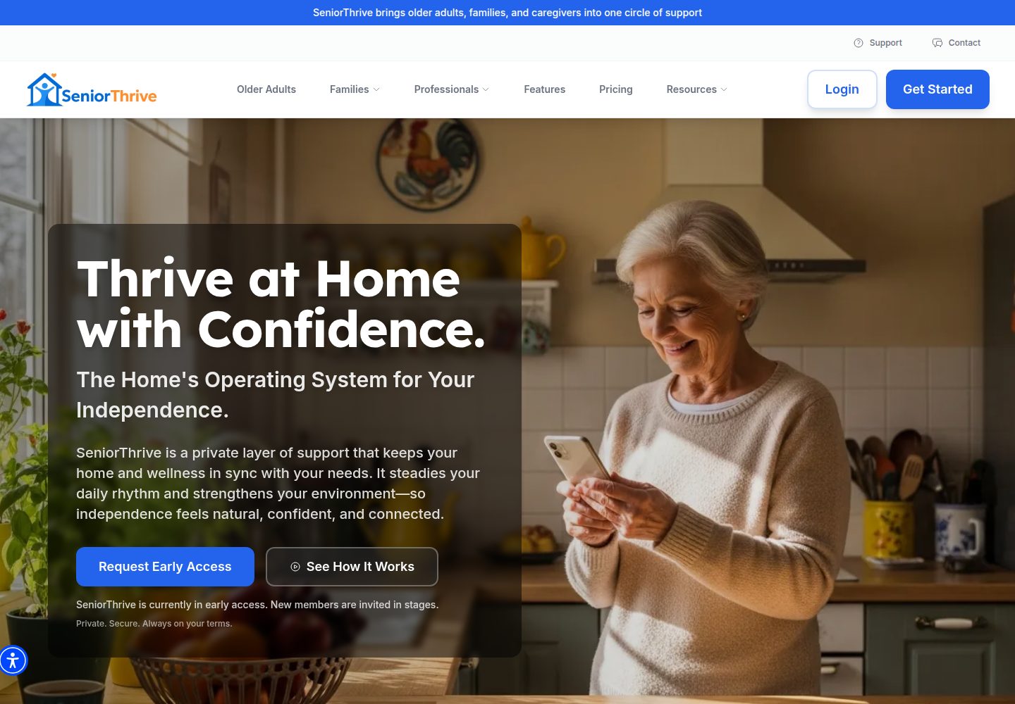 SeniorThrive public website screenshot