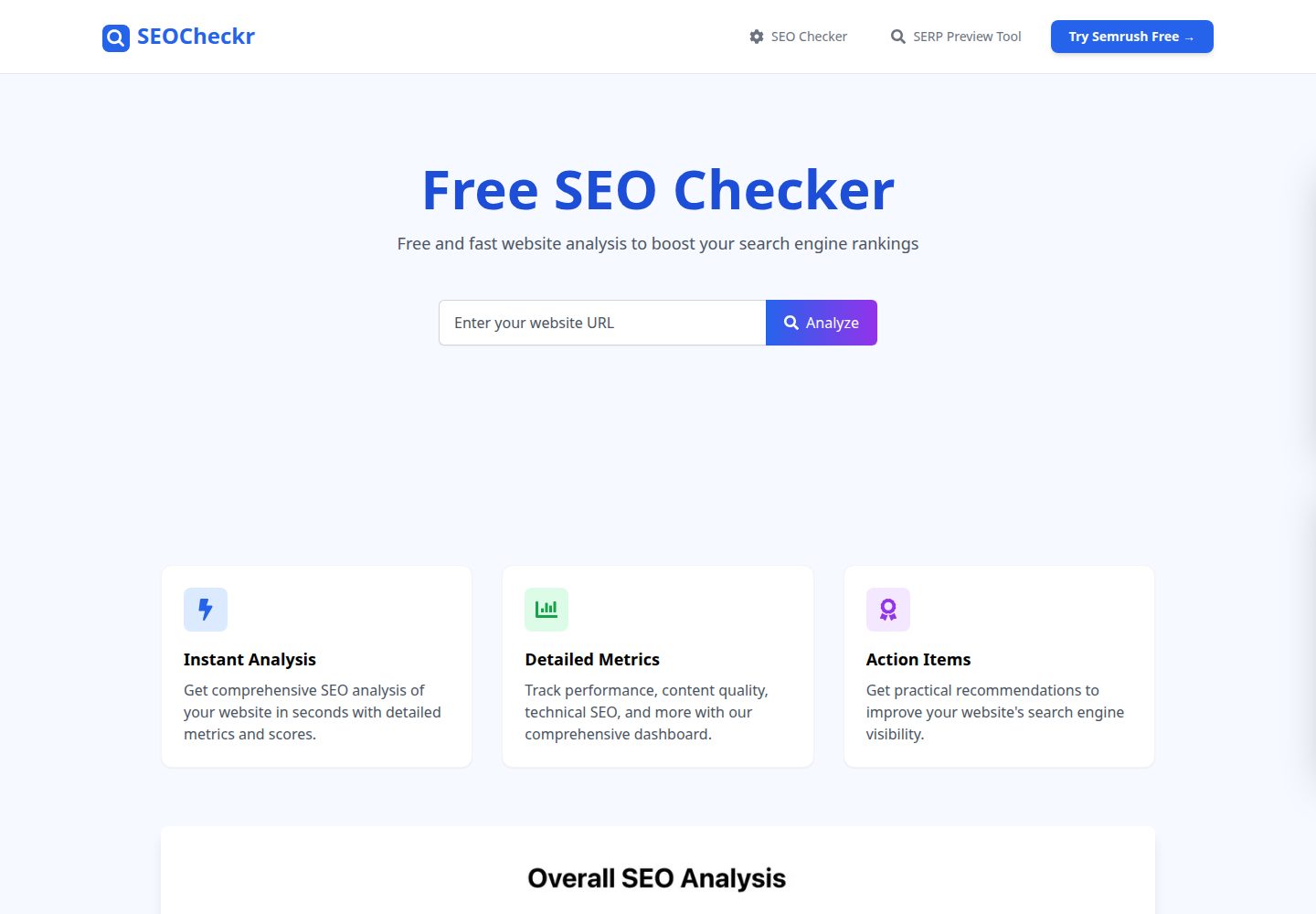 SEO Checker public website screenshot