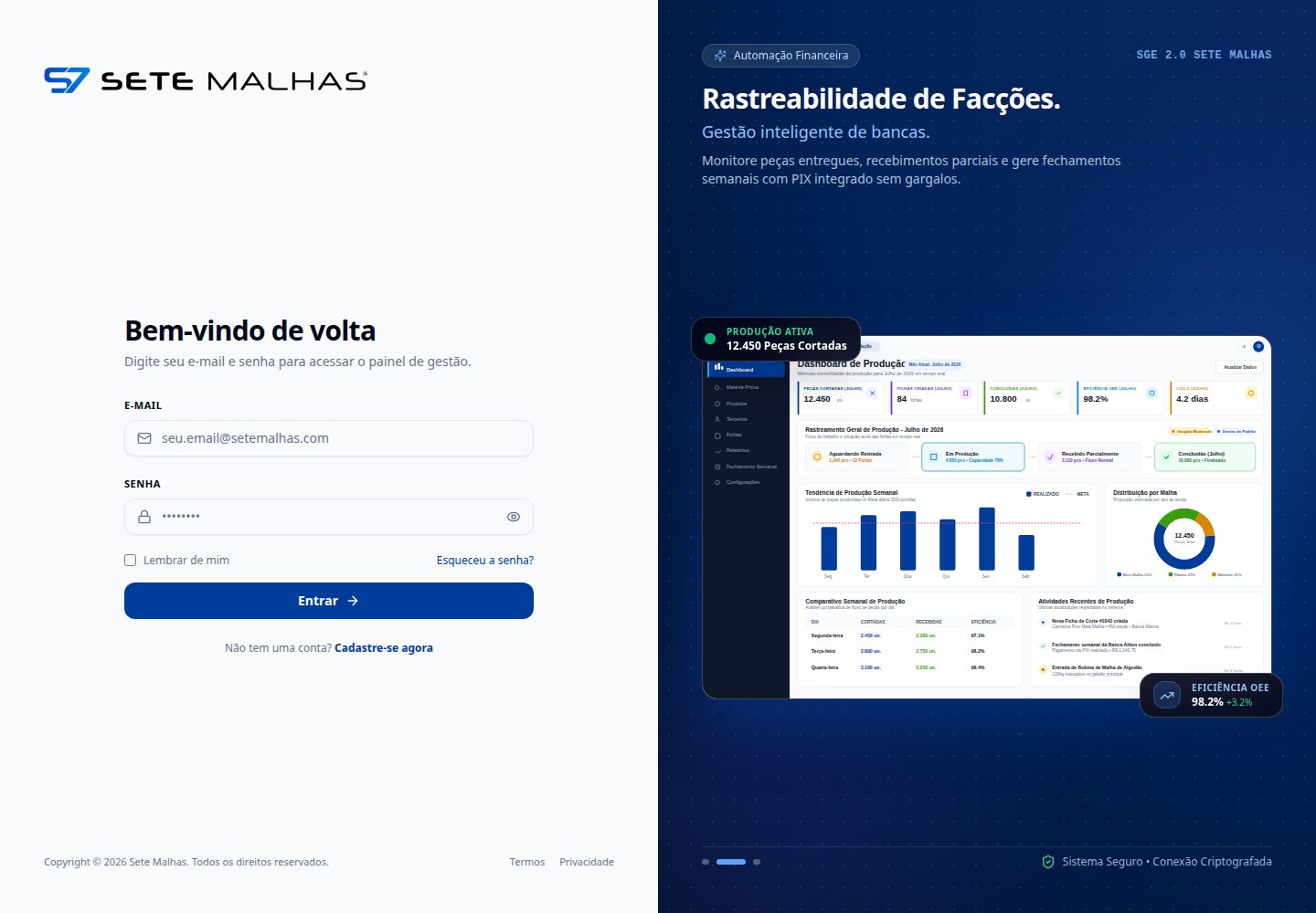 Sete Malhas public website screenshot