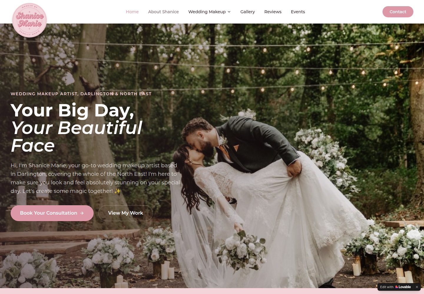 Shanice Marie public website screenshot