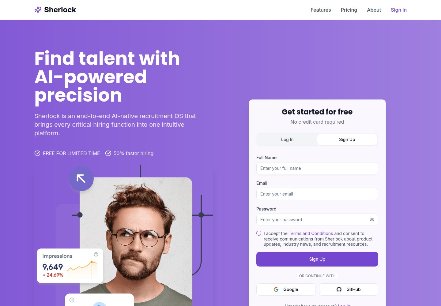 Sherlock public website screenshot