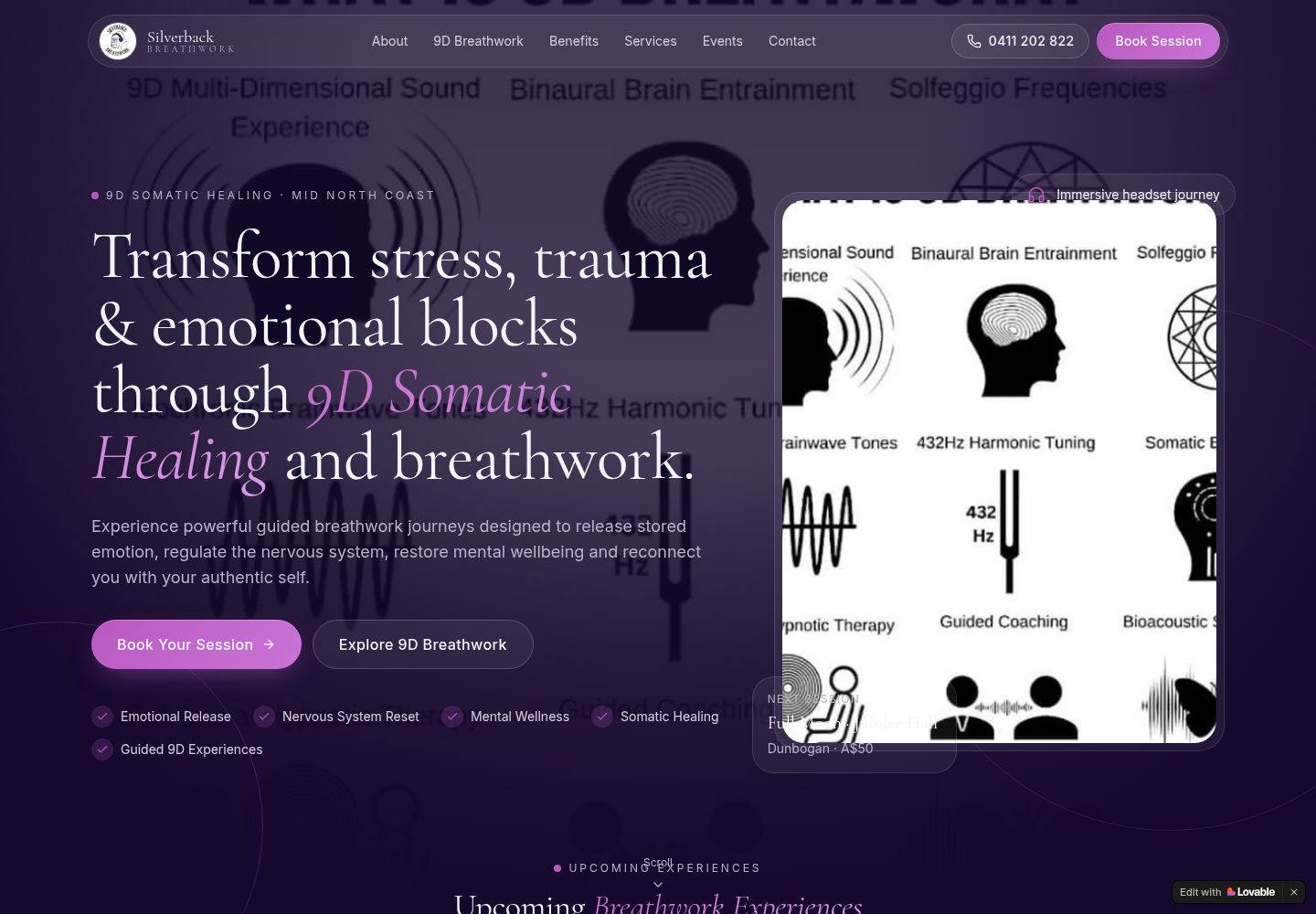 Silverback Breathwork public website screenshot