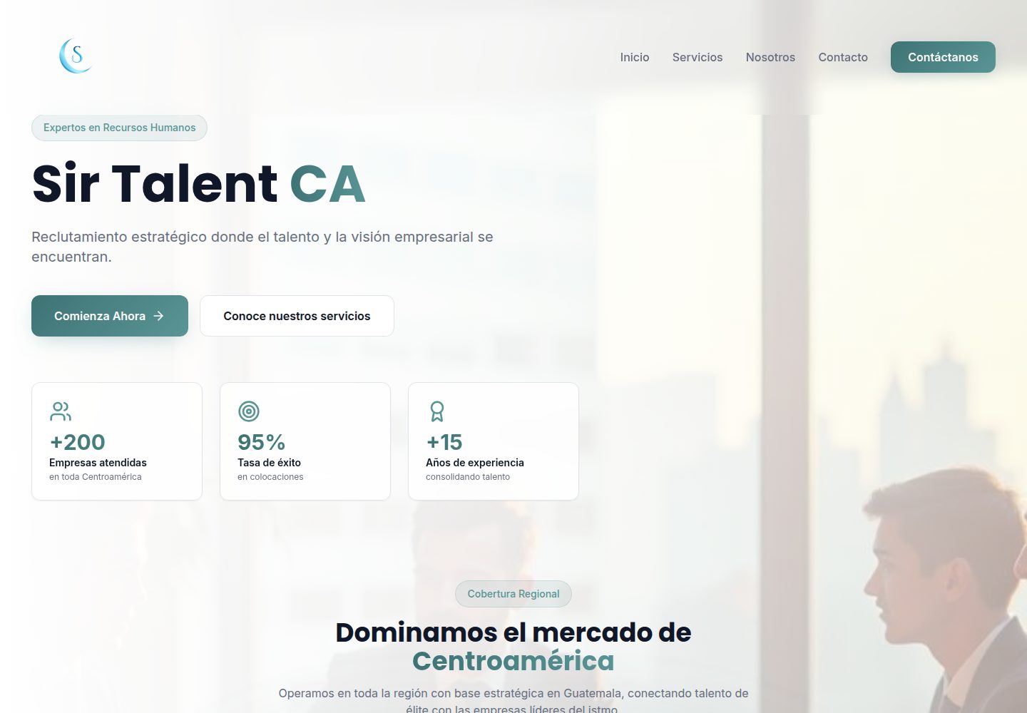 Sir Talent CA public website screenshot