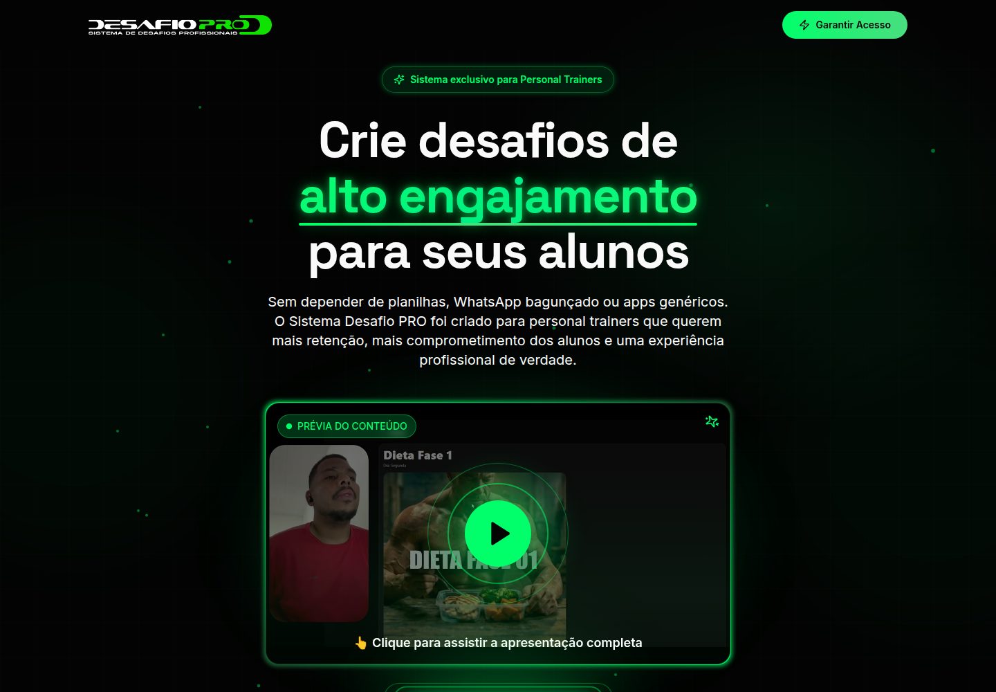 Sistema Desafio PRO public website screenshot