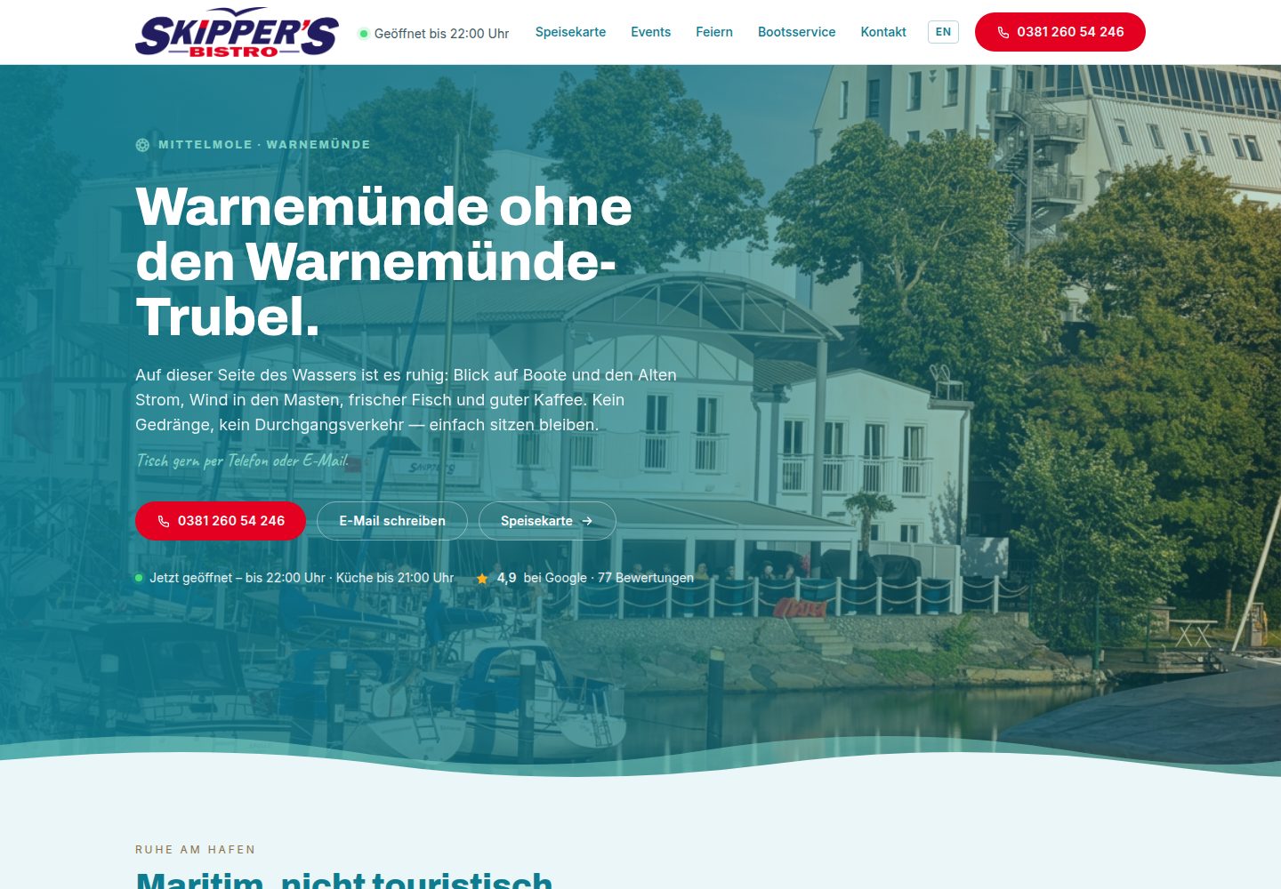 Skipper's Bistro public website screenshot