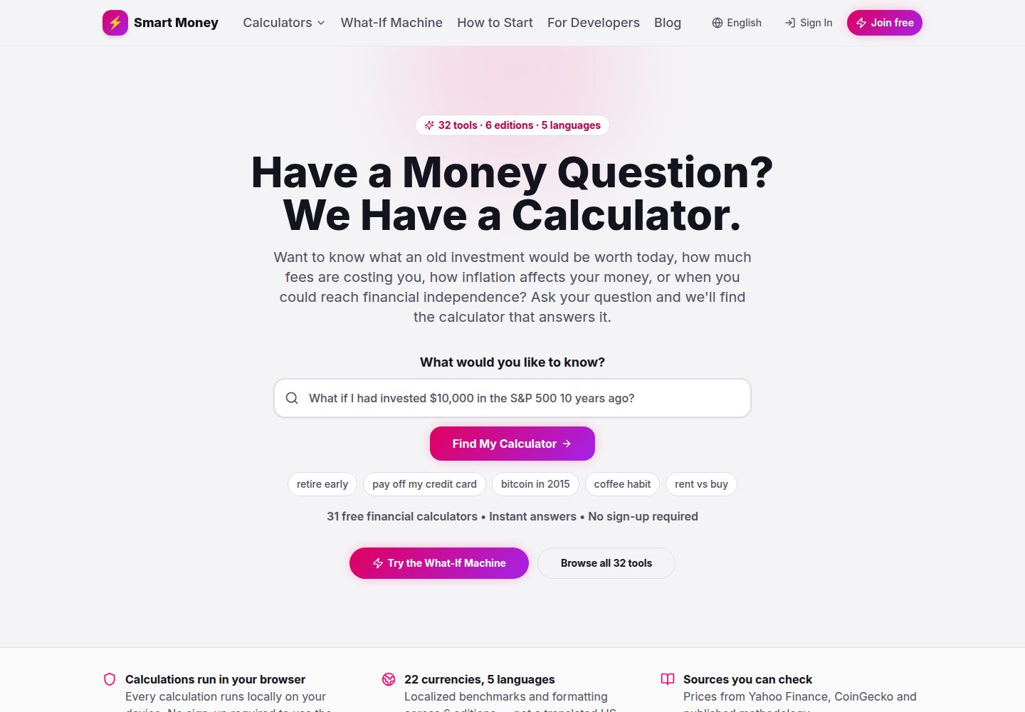 Smart Money public website screenshot
