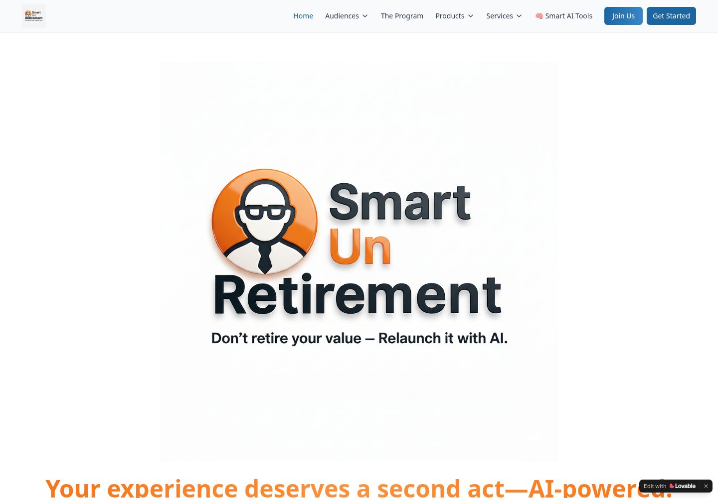 Smart UnRetirement public website screenshot