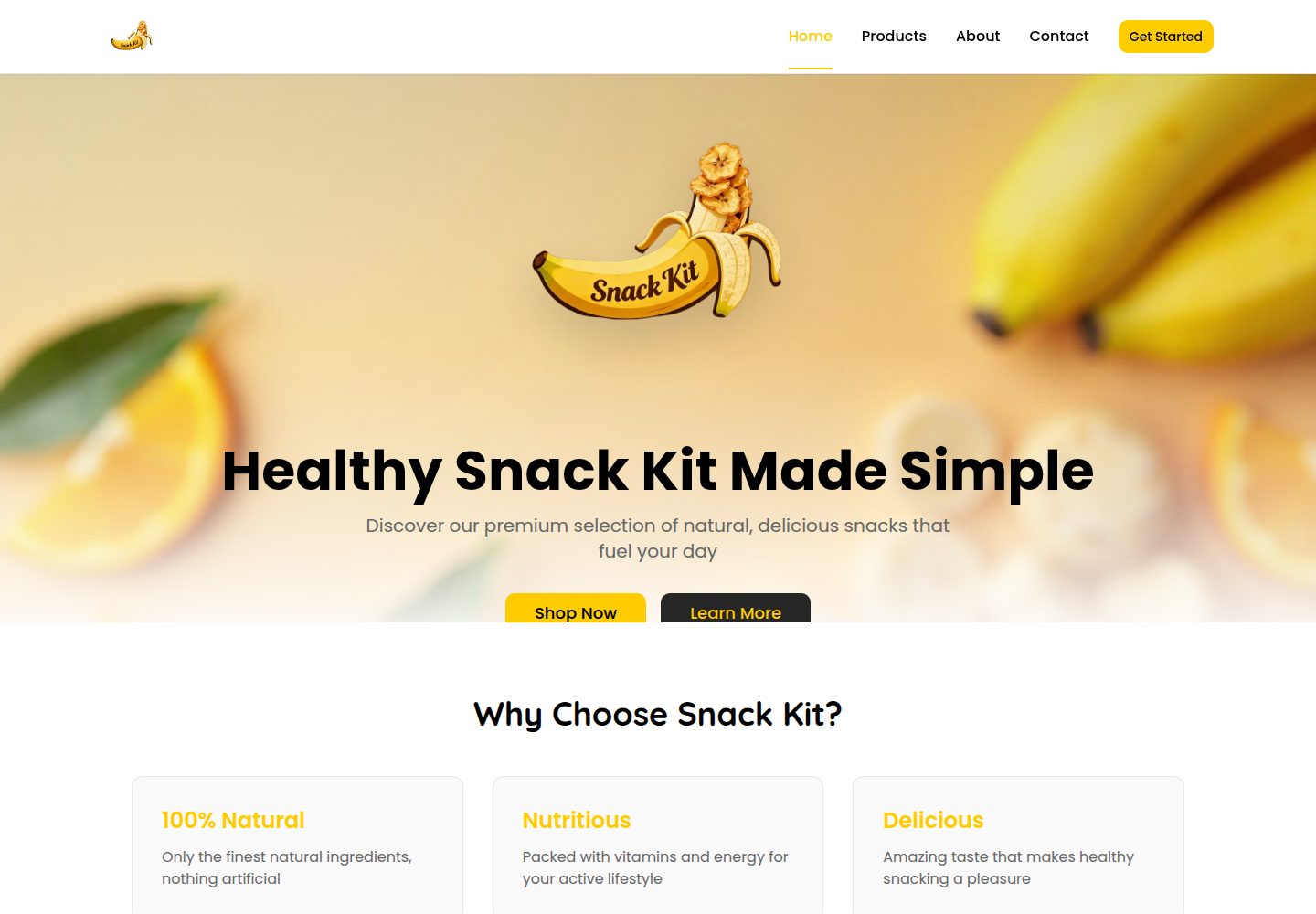 Snack Kit public website screenshot