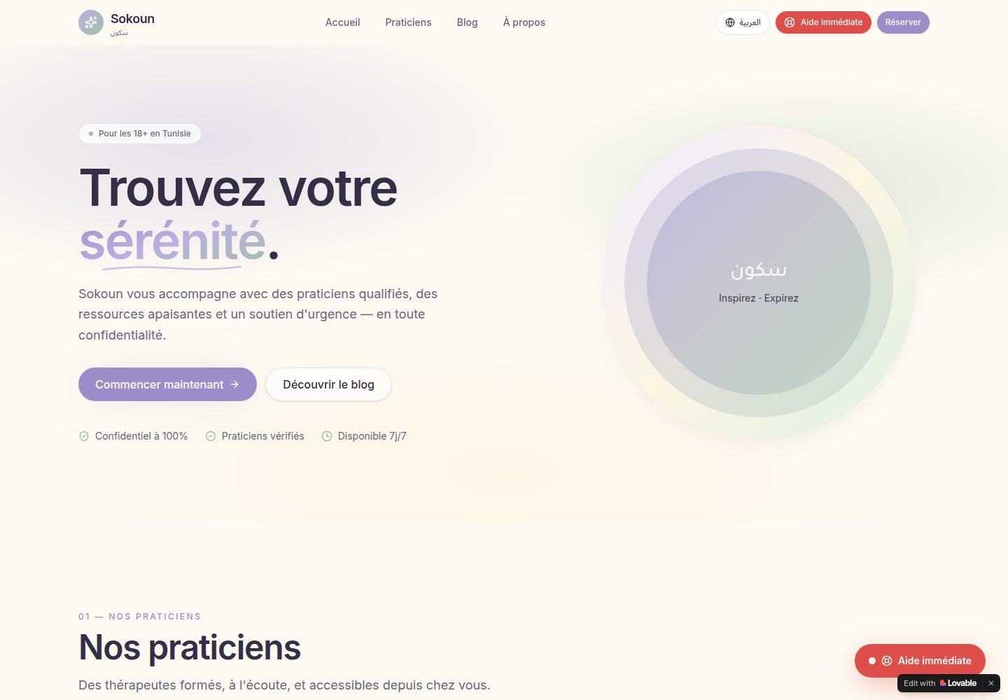 Sokoun public website screenshot