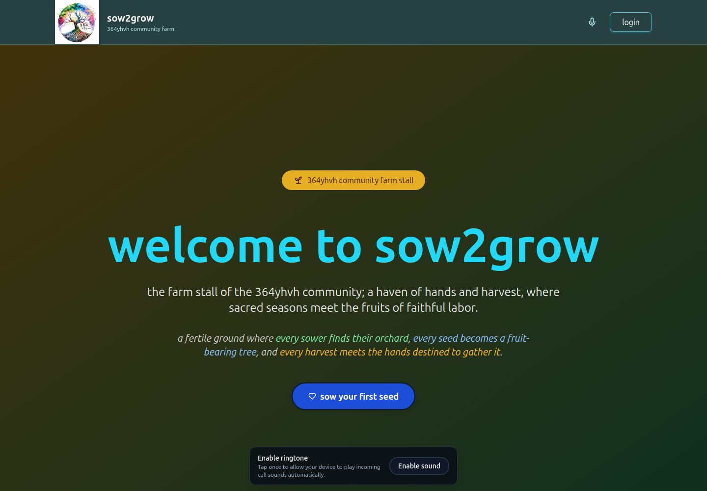 Sow2Grow public website screenshot