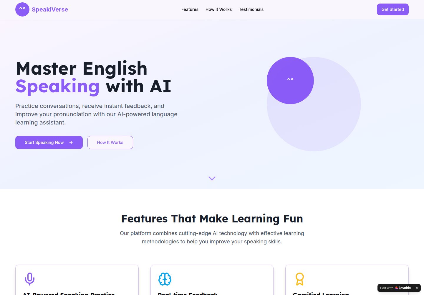 SpeakiVerse public website screenshot