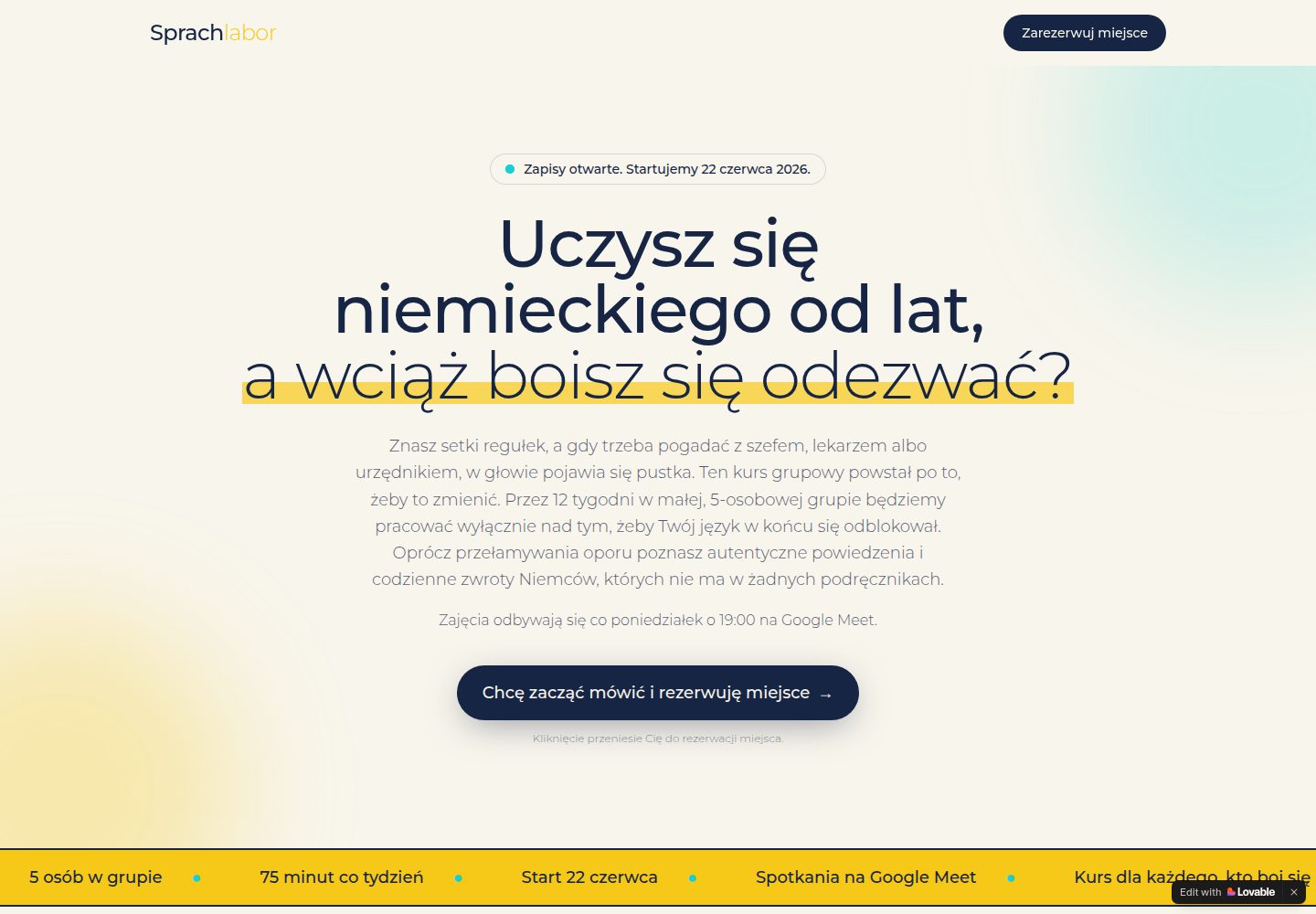Sprachlabor public website screenshot