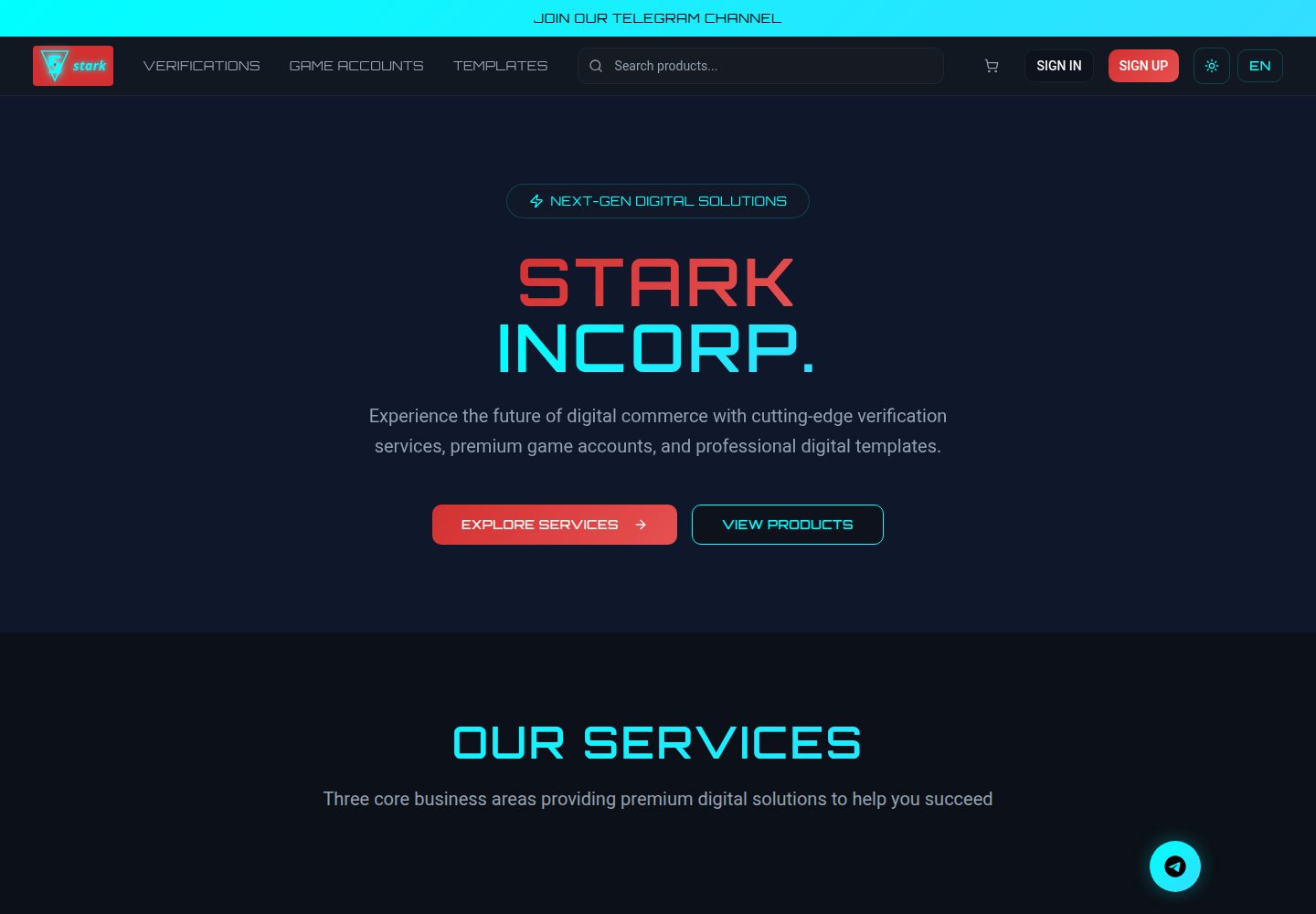 STARK INC. public website screenshot
