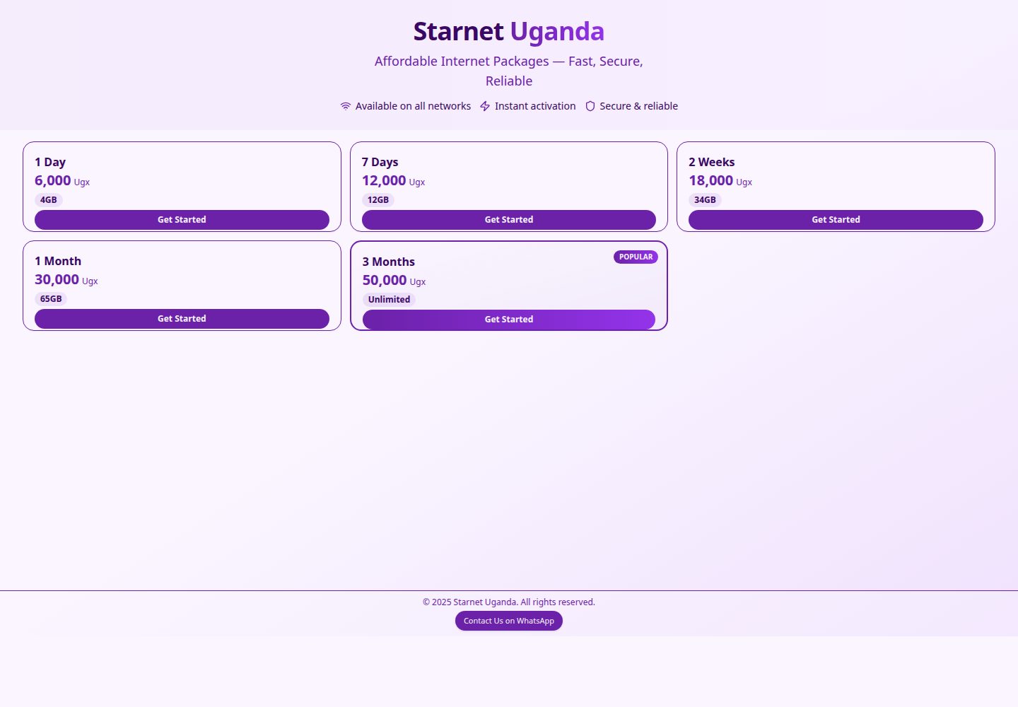 Starnet Uganda public website screenshot
