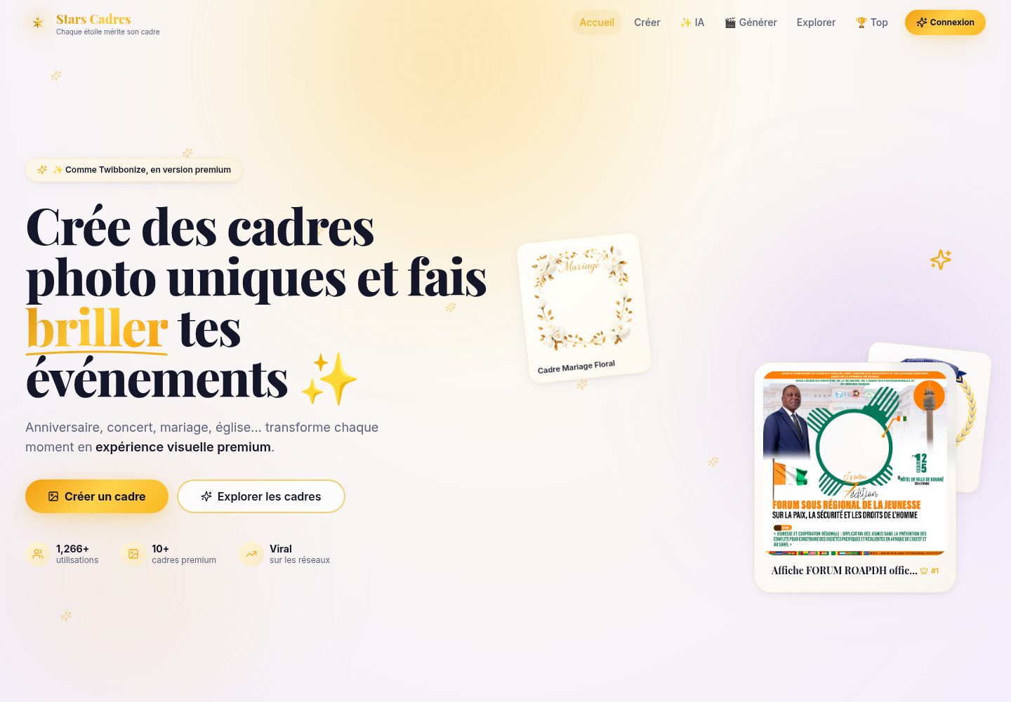 Stars Cadres public website screenshot