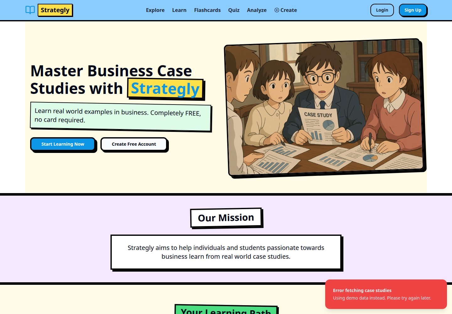 Strategly public website screenshot