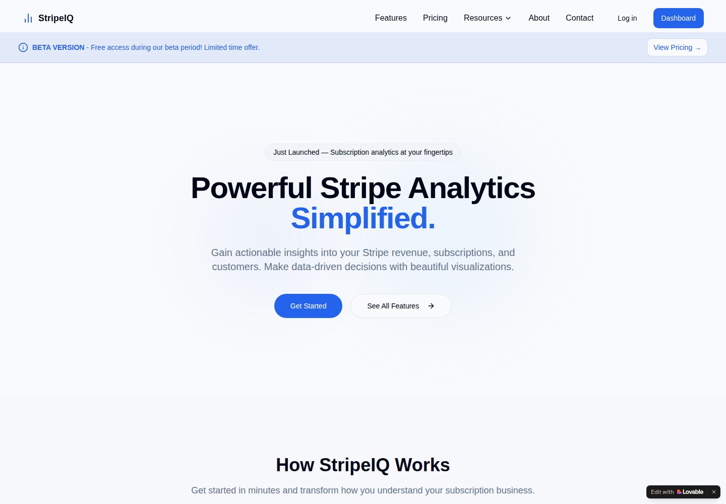 StripeIQ public website screenshot