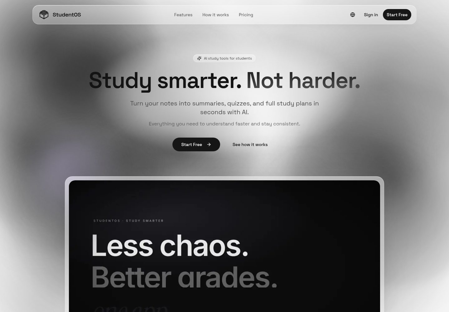 StudentOS public website screenshot
